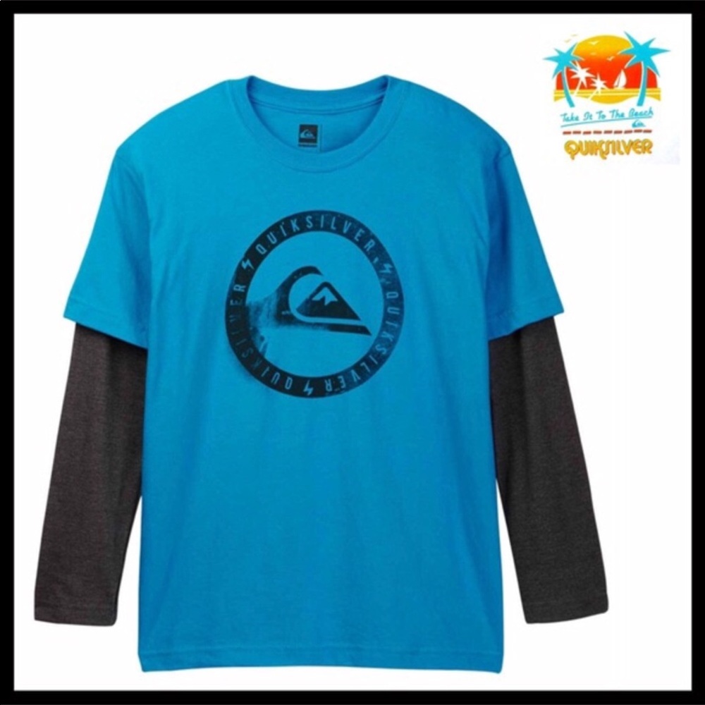 QUICKSILVER TEE LONG SLEEVES BLUE GREY T-SHIRT